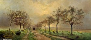 Blossoming Fruit-trees In The Early Morning Mist — Antoine Chintreuil