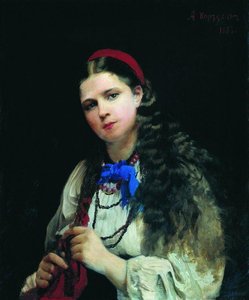 A Girl Braiding A Plait — Aleksei Ivanovich Korzukhin