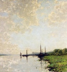 Landscape With Boats On A Waterway — Cornelis Kuypers