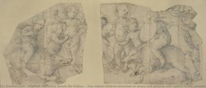 Two Naked Children Mounted On Boars And Playing With Spears In The Presence Of Six Other Naked Children. — Raphael
