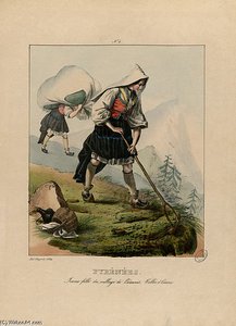 Village Girl Laruns, Ossau Valley — Edouard Pingret