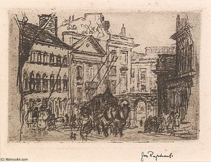 Street In Brussels With Carriage — Joseph M Raphael