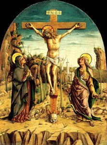 Christ Crucified Between The Virgin And St. John The Baptist — Carlo Crivelli, Italian Renaissance