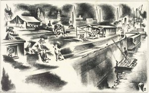 Barge Dwellers' Sunday — Louis Lozowick