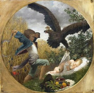 A Boy Defending A Baby From An Eagle — Sir Frederic Lord Leighton