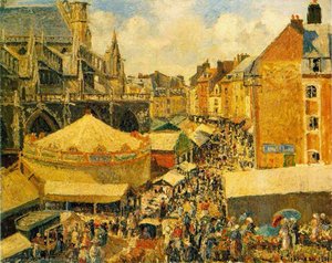 The Fair At Dieppe. Sunny Morning. (la Foire Ó Dieppe. Matin, Soleil) — Camille Pissarro, Impressionism