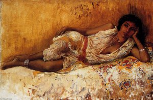 Moorish Girl Lying On A Couch-rabat, Morocco — Edwin Lord Weeks