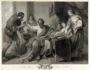 Alfred The Great Dividing His Loaf With The Pilgrim — Benjamin West