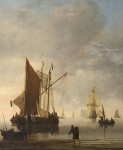 Shipping Scene A Calm — Willem Van De Velde The Elder, Dutch Golden Age