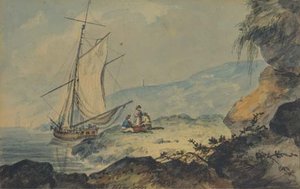 A Gaff-rigged Cutter In A Coastal Inlet, Devon — William Payne