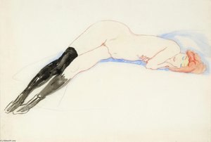 Reclining Nude With Black Stockings (greet) — Jan Sluyters