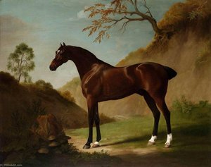 A Dark Bay Thoroughbred In A Landscape — George Stubbs