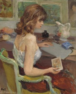 Young Woman With A Print Card, (1950) — Marcel Dyf