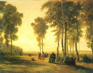 Landscape With Walking — Ivan Ivanovich Shishkin, Romanticism