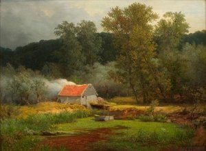 Cottage Near A Lake — Andreas Achenbach