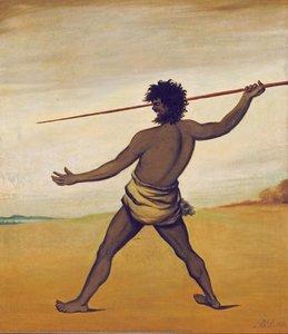 Timmy, A Tasmanian Aboriginal, Throwing A Spear — Benjamin Duterrau