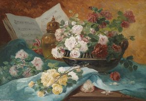 Stillleben Mit Rosen In Einer Schale — Eugene Henri Cauchois