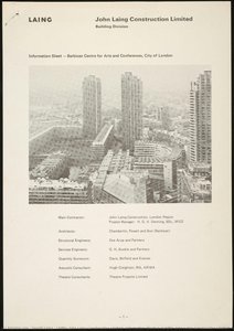 Laing: John Laing Construction Limited: Information Sheet\n\nlaing: John Laing Construction Limited: Information Sheet: Barbican Centre For Arts And Conferences, City Of London. — Gerald Laing