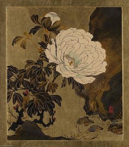 Lacquer Paintings Of Various Subjects Peonies — Shibata Zeshin