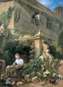 Isabelle Rebecca Dodd Feeding A Ewe, Ducks And Chickens At Groombridge, Kent — Charles Tattershall Dodd I