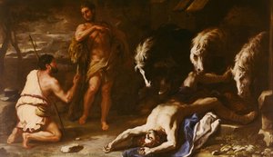 Hercules Feeding Diomedes To His Horses — Luca Giordano, Baroque Painting