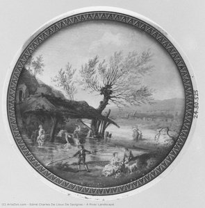 A River Landscape — Claude-edmé-charles De Lioux De Savignac, Rococo