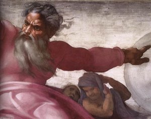 Creation Of The Sun, Moon, And Plants (detail) — Michelangelo Buonarroti, High Renaissance
