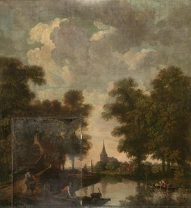 Behangselschildering Met Een Hollands Landschap Met Rivier, Jurriaan Andriessen (attributed To), C. 1776 — Jurriaan Hendrik Andriessen