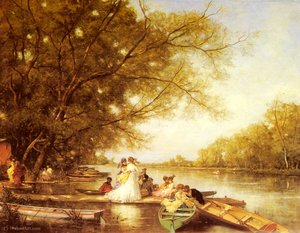 Boating Party On The Thames — Ferdinand Heilbuth