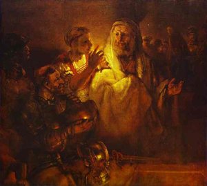 Peter Denying Christ — Rembrandt Van Rijn, Dutch Baroque