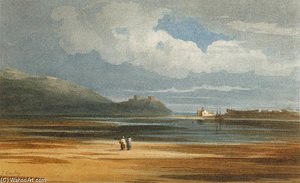 A View Of Harlech Castle, Across Traeth Mawr, Wales — John Varley I (the Older)