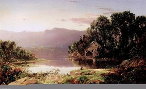 Fishing On A Lake At Sunset — William Louis Sonntag