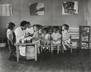School Nurse, Kindergarten Children, Nursery School At Arthurdale Project, West Virginia — Elmer Ellsworth Johnson