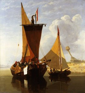 Boats On The Medway, A Calm — Miles Edmund Cotman