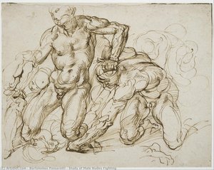 Study Of Male Nudes Fighting — Bartolomeo Passarotti