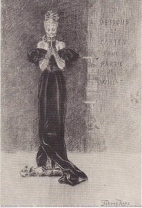 'The Hidden Side of a Whist Party', illustration from 'Les Diaboliques' by Jules Amedee Barbey d'Aurevilly (1808-89) 1886 (engraving) (b/w photo)