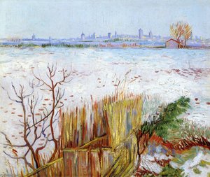 Snowy Landscape With Arles In The Background — Vincent Willem Van Gogh, Post-impressionism