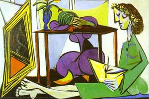 Nterior With A Girl Drawing — Pablo Picasso