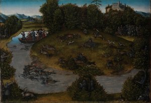 The Stag Hunt Of The Elector Frederic The Wise (1463-1525) Of Saxony — Lucas Cranach The Elder, German Renaissance
