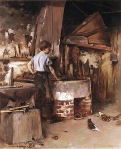 The Forge (also Known As An Apprentice Blacksmith) — Theodore Robinson