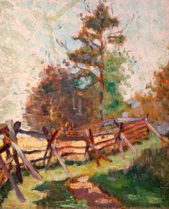 Study Of Fence And Trees In A Landscape — Elizabeth Muntz