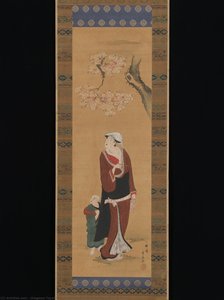 Woman And Child Under A Cherry Tree — Utagawa Toyohiro