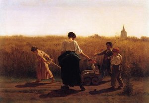 Copy After Jules Breton's 'le Depart Les Champs' — Jonathan Eastman Johnson