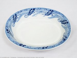 Casserole With Wisteria Design, Blue And White — Fukagawa