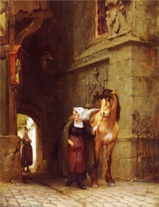 Leading The Horse From Stable — Frederick Arthur Bridgman