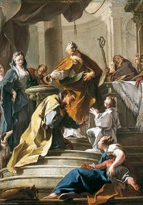 St Prosdocimus Baptising St Daniel — Giovanni Battista Pittoni The Younger