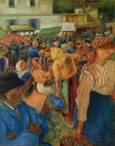 Poultry Market, Pontoise — Camille Pissarro, Impressionism