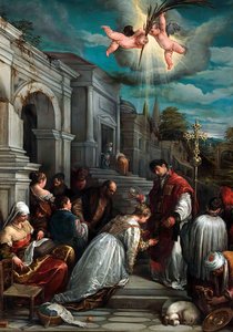 St valentine Baptizing St Lucilla