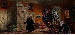 Set Design For 'the Power Of The Enemy' — Boris Mikhailovich Kustodiev
