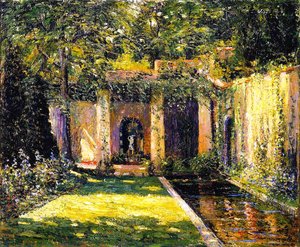 The Garden Umbrella — Ernest Lawson, Impressionism
